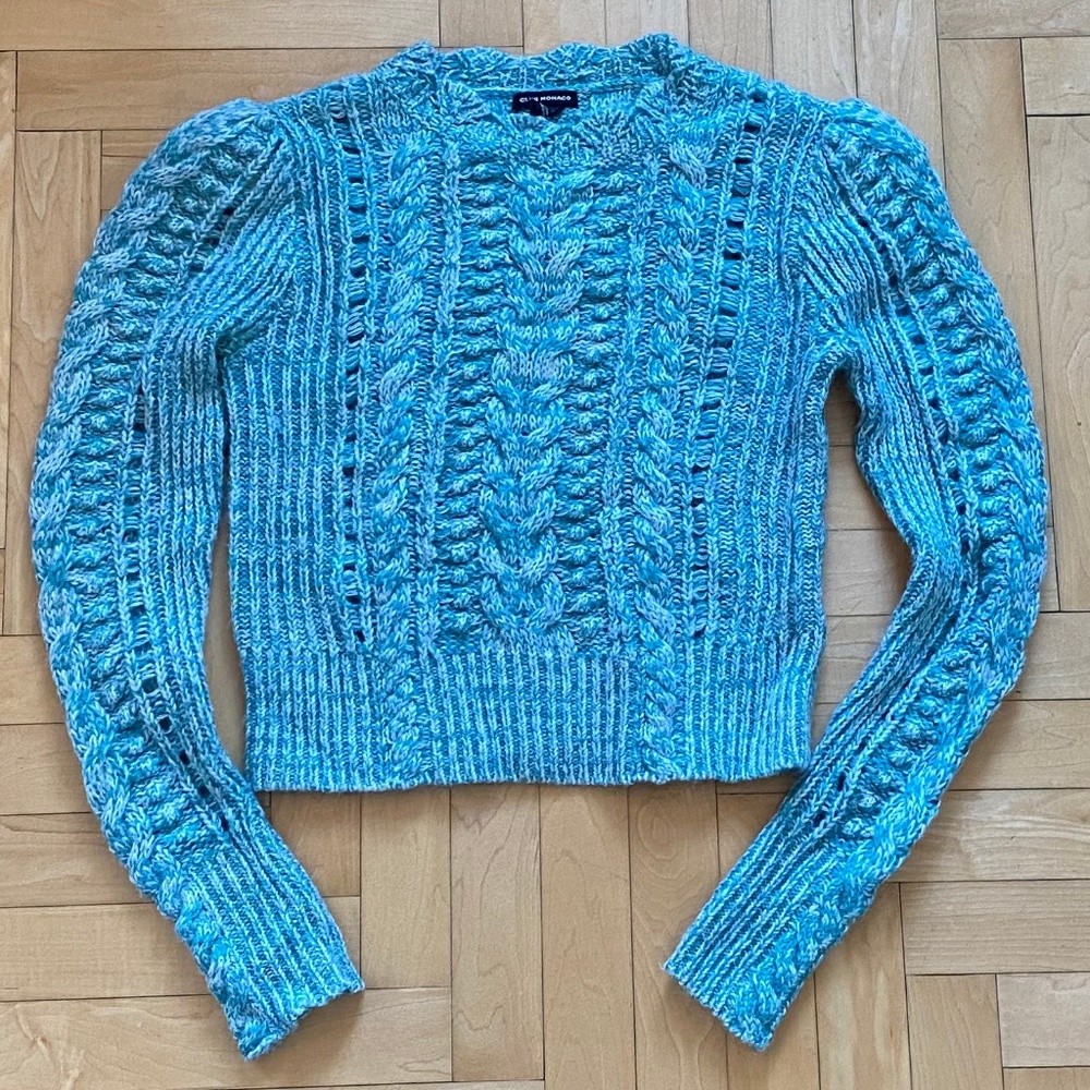CLUB MONACO SWEATER WITH FANCY CABLE KNIT DESIGN